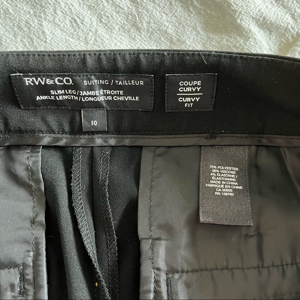 RW&CO Ankle Cropped Dress Pant Bottom Suiting Slim Leg Pockets Size 10 - Picture 5 of 9